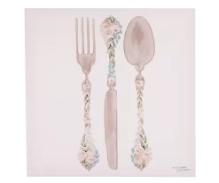 Floral Flatware Art Canvas, (12" X 12")
