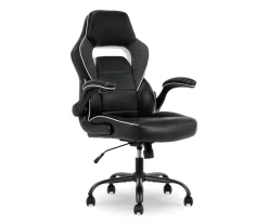 White & Black Faux Leather Gaming Chair
