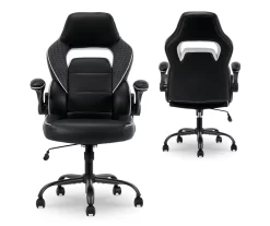White & Black Faux Leather Gaming Chair -Deco Haven Shop 810618952 A0 10