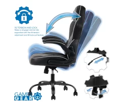 White & Black Faux Leather Gaming Chair -Deco Haven Shop 810618952 A0 3