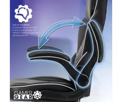 White & Black Faux Leather Gaming Chair -Deco Haven Shop 810618952 A0 4