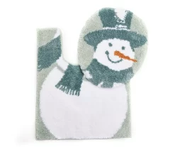 Sage Green Snowman Toilet Topper & Contour Rug Set