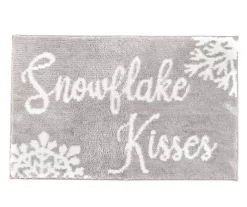 Frosted Forest "Snowflake Kisses" Gray Bath Rug