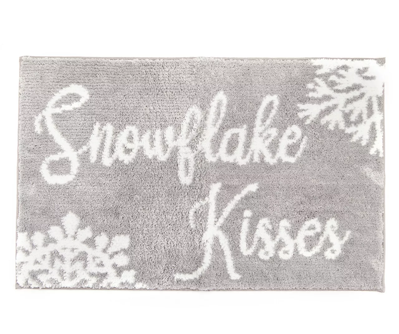 Frosted Forest "Snowflake Kisses" Gray Bath Rug 1 Frosted Forest "Snowflake Kisses" Gray Bath Rug