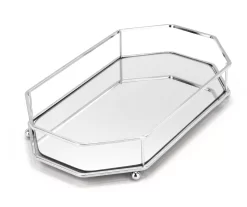 Chrome Geometric Mirrored Vanity Tray