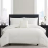 White Embroidered-Accent Stitch-Tufted Comforter Set