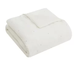 White Embroidered-Accent Stitch-Tufted Comforter Set -Deco Haven Shop 810641794 810641793 A8 4