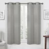 Silver Velvet Abstract Blackout Grommet Curtain Panel Pair, (63")