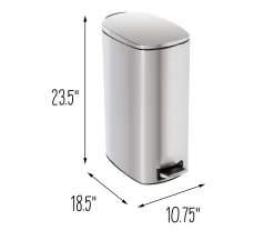 Stainless Steel 10.5-Gal. Pedal Soft-Close Slim Trash Can -Deco Haven Shop 810669702 A0 8