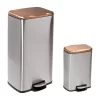 Silver & Rose Gold Stainless Steel 2-Piece Pedal Soft-Close Trash Can Set