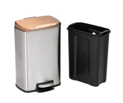 Silver & Rose Gold Stainless Steel 2-Piece Pedal Soft-Close Trash Can Set -Deco Haven Shop 810669709 A0 3
