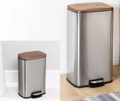 Silver & Rose Gold Stainless Steel 2-Piece Pedal Soft-Close Trash Can Set -Deco Haven Shop 810669709 A0 7