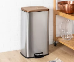 Silver & Rose Gold Stainless Steel 2-Piece Pedal Soft-Close Trash Can Set -Deco Haven Shop 810669709 A0 8