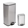 Stainless Steel Rectangular 2-Piece Pedal Soft-Close Trash Can Set