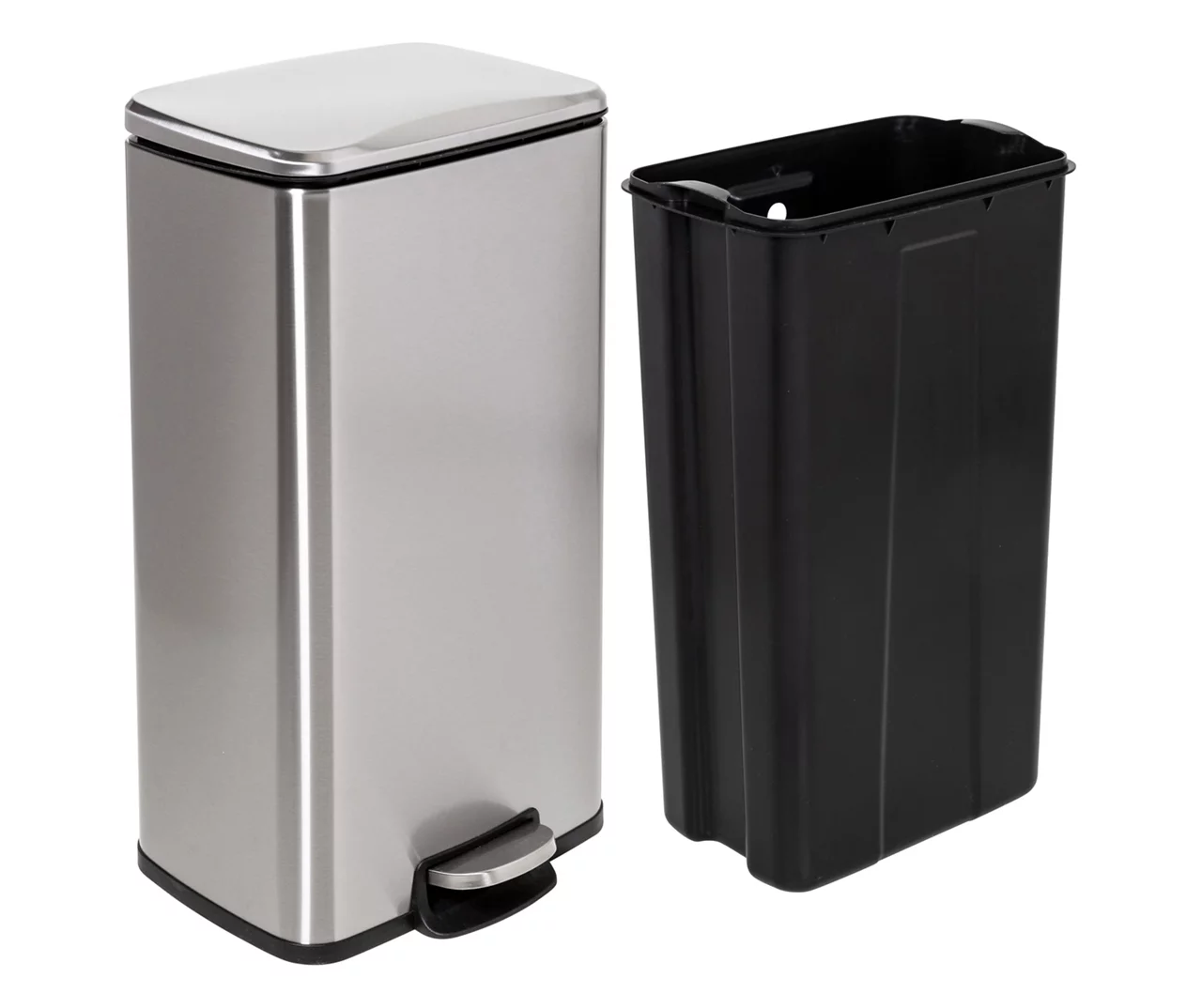 Stainless Steel Rectangular 2-Piece Pedal Soft-Close Trash Can Set 2 Stainless Steel Rectangular 2-Piece Pedal Soft-Close Trash Can Set - Image 2