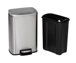 Stainless Steel Rectangular 2-Piece Pedal Soft-Close Trash Can Set 11 Stainless Steel Rectangular 2-Piece Pedal Soft-Close Trash Can Set -Deco Haven Shop 810669710 A0 3