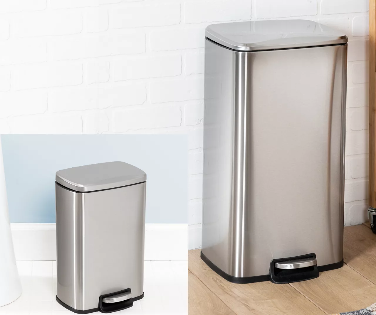 Stainless Steel Rectangular 2-Piece Pedal Soft-Close Trash Can Set 7 Stainless Steel Rectangular 2-Piece Pedal Soft-Close Trash Can Set - Image 7