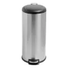 Stainless Steel & Black 8-Gal. Round Pedal Soft-Close Trash Can