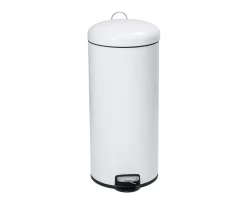 White Stainless Steel 8-Gal. Round Pedal Soft-Close Trash Can -Deco Haven Shop 810669726 A0 5