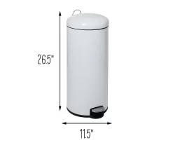 White Stainless Steel 8-Gal. Round Pedal Soft-Close Trash Can -Deco Haven Shop 810669726 A0 8