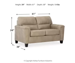 Tishen Pebble Sand Faux Leather Loveseat -Deco Haven Shop 810669862 A0 3