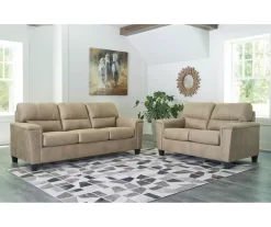 Tishen Pebble Sand Faux Leather Loveseat -Deco Haven Shop 810669862 A1 3