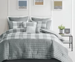Kingston Gray & White Buffalo Check California King 8-Piece Comforter Set