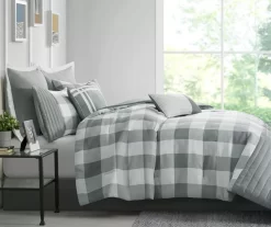 Kingston Gray & White Buffalo Check California King 8-Piece Comforter Set -Deco Haven Shop 810679989 810679990 810679991 A1 3