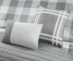 Kingston Gray & White Buffalo Check California King 8-Piece Comforter Set -Deco Haven Shop 810679989 810679990 810679991 A8 12