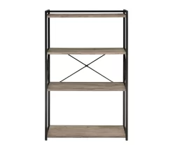 Corday Gray Wood 4-Shelf Open Bookcase