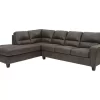 Signature Design By Ashley Navi Smoke Faux Leather Sleeper Sectional With Left-Facing Chaise