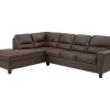 Signature Design By Ashley Navi Chestnut Faux Leather Sectional With Left-Facing Chaise