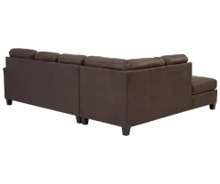 Signature Design By Ashley Navi Chestnut Faux Leather Sectional With Left-Facing Chaise -Deco Haven Shop combo760014 2