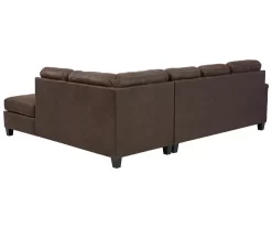 Signature Design By Ashley Navi Chestnut Faux Leather Sectional With Right-Facing Chaise -Deco Haven Shop combo760015 2