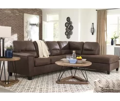 Signature Design By Ashley Navi Chestnut Faux Leather Sectional With Right-Facing Chaise -Deco Haven Shop combo760015 3